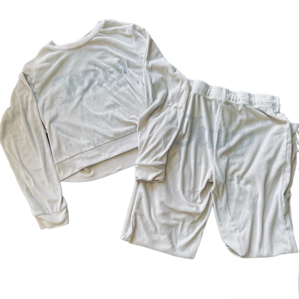 Juicy Couture Cream Rhinestone Y2K Logo Lounge Set Size M ✨ - Picture 3 of 13